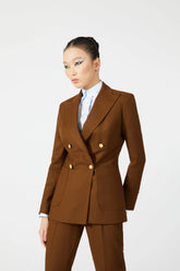Indira Double Breasted Suit with Gold Buttons - Alexandra-Dobre.com